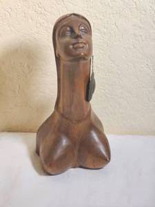 lot 7 image: MCM Afro-inspired Wooden Womens Bust
