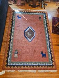 lot 120 image: Vintage Gabbeh Styled Wool Trible Rug