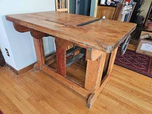 lot 4 image: Antique Table Saw Industrial Table