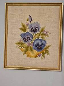 lot 310 image: Blue Pansy Frame Embroidery