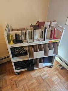lot 311 image: Old School Steel Rolling Library Cart