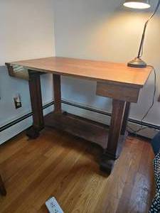 lot 232 image: American Empire Oak Bedroom Desk