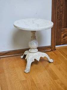 lot 107 image: Cast Ion Base Side Table with Stone Top