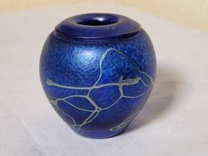 lot 36 image: Cobalt Art Glass Vase  Signed Robert Held ()