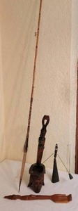 lot 291 image: African Tourist Souvenir Collection  Spear  Carved Ladle  Balance Mobile