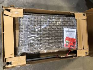 lot 28 image: Home Decorators Collection Avondale 25.98 in. W 40000 Btu Gray Steel Propane Outdoor Fire Pit with Fire Glass   Customer Returns See Pictures