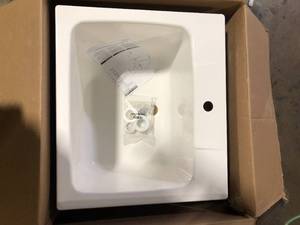 lot 44 image: MUSTEE 22 in. x 25 in. x 13.75 in. Molded Fiberglass Drop in Utility Sink in White Customer Returns See Pictures