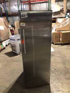 lot 39 image: Vissani 11 cu. ft. Convertible Auto Defrost Garage Ready Upright FreezerRefrigerator in Stainless Steel,   Damage on Door   Customer Returns See Pictures