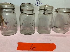 Mason ball jars, blue and clear