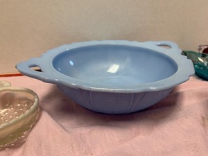 Blue vases, bowl, creamer