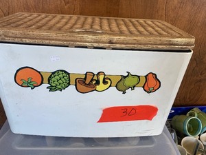 Bread box and assorted glassware