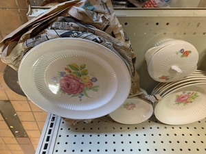 Planters, dishes, teapot, misc