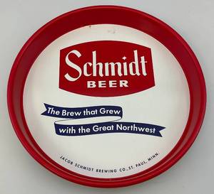 lot 7 image: Vintage Metal Schmidt Beer Serving Tray 12