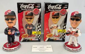 lot 92 image: Two Coca-Cola Racing Family Limited Edition Collectible Bobblehead Figures Tony Stewart & Dale Jarrett (NIB)