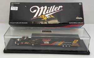 lot 100 image: 1990s Miller Genuine Draft 164 Scale Diecast (Rusty Wallace) Limited Edition 12500 Dually With Show Trailer (NIB)