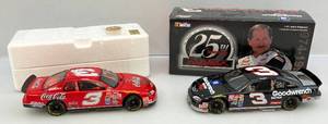 lot 108 image: Two Limited Edition Dale Earnhardt 124 Scale Diecast Cars Both NIB 1 Original Box 1 Styrofoam Only