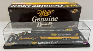 lot 120 image: 1990s Miller Genuine Draft 164 Scale Diecast (Rusty Wallace) Limited Edition 12500 Dually With Show Trailer (NIB)