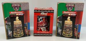 lot 128 image: Misc. Budweiser NASCAR Steins (NIB)
