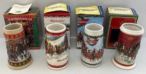 lot 134 image: Misc. Budweiser Collector Holiday Steins (NIB)