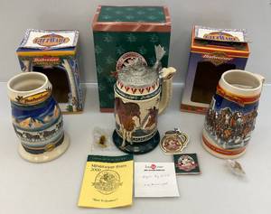 lot 136 image: Misc. Budweiser Collector Holiday Steins & More (NIB)