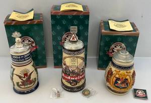lot 137 image: Misc. The Anheuser-Busch Collectors Club Membership Steins (NIB)