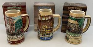 lot 144 image: Misc. Budweiser National Historical Landmark Series Collector Steins (NIB)