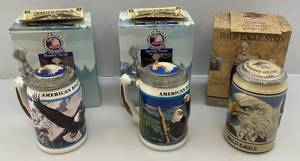 lot 148 image: Misc. Budweiser American Bald Eagle Collector Steins (NIB)