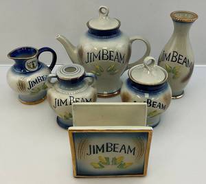 lot 179 image: Vintage Jim Beam Coffee Pot, Cream & Sugar, Collectors Club Pieces & More