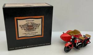 lot 192 image: Harley-Davidson Limited Edition  Diecast 1933 MotorcycleSidecar Bank Replica (NIB)