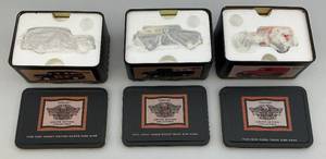 lot 195 image: Misc. Harley-Davidson Limited Edition  Miniature Diecast Automobile Banks In Tin (NIB)