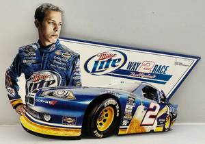 lot 199 image: Miller Light Beer (Brad Kaselowski NASCAR Embossed Metal Bar Tin Sign 18 x 26