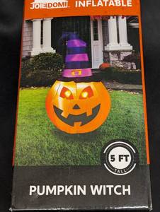 lot 46 image: NEW Joiedomi Inflatable Pumpkin Witch with LED Lights - 5 FT Tall