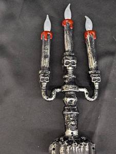lot 59 image: Pair of Decorative Skull Candelabra LED Lights