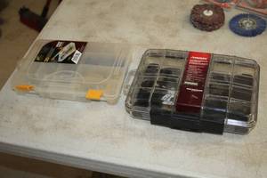 lot 1459 image: Husky 11 Storage Bin with Storage Container with Electrical Connectors