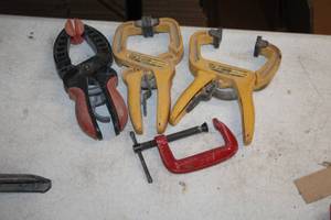 lot 1470 image: Lot of (m4) (3) Plastic Clamps and (1) C-Clamp