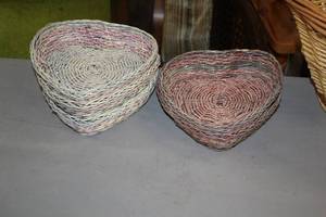 lot 1532 image: Lot of (5) Heart theme Wicker Baskets