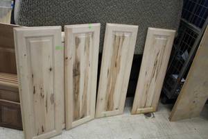 lot 1561 image: Lot of (4) Wood Matching Cabinet Doors UndrilledUnfinished Finish 34x13-14x38-12