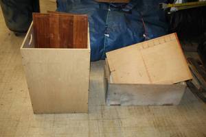 lot 1568 image: Lot of (2) Wooden Storage Boxes with Misc. Wood Scrap