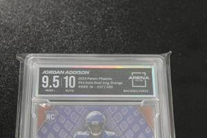 2023 Phoenix Rookie Dual Jersey Relic Jordan Addison Autograph Rookie Card 37100  Only 100 Exist