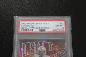 2023 Prizm Draft Instant Impact Red Ice CJ Stroud #II2 Rookie Card PSA 8