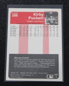 1985 Fleer Kirby Puckett #286 Rookie Card