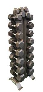 lot 10 image: Set of York Dumbbells (3LB-50LB with Hoist Dumbbell Rack) missing 45LB Only