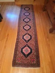 lot 56 image: Stunning Oriental Wool Runner - Red  Navy