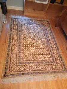 lot 55 image: Vintage Champagne Oriental Wool Area Rug