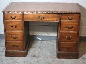 lot 35 image: Stunning Vintage Carved Hardwood Campaign Desk
