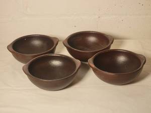 lot 151 image: Vintage Primitive Earthenware Bowl Set - (4)