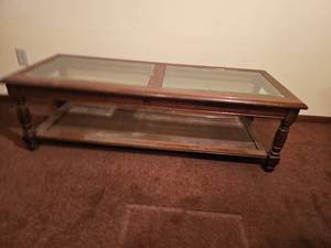 lot 346 image: Vintage MCM Coffee Table with Cane Weave Lower Shelf