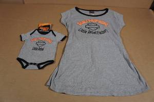 lot 221 image: Harley Davidson Mommy & Me Maternity Tee & Onesie -Medium & 0-3M