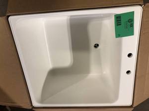 MUSTEE Utilatub 20 Gallon 23 in. x 25 in. Freestanding LaundryUtility Sink in white   Customer Returns See Pictures