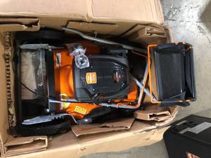 YARDMAX 21 in. 170cc 3-in-1 Gas Walk Behind Push Lawn Mower with High Rear Wheels     Customer Returns See Pictures